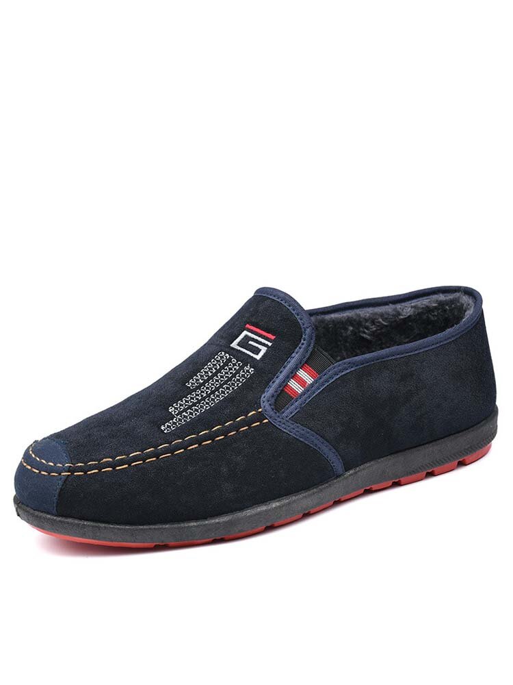 Men Synthetic Suede Warm Lining Slip On Casual Shoes