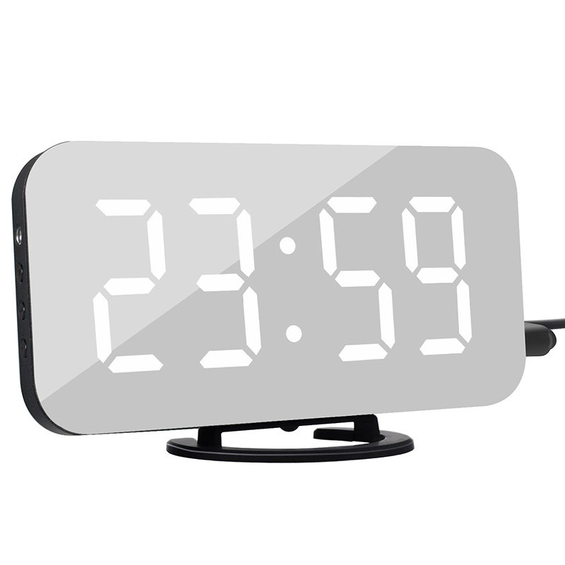 

Creative Alarm Clock LED Display Electronic Snooze Digital Backlight Mute Mirror, White;blue;red;green