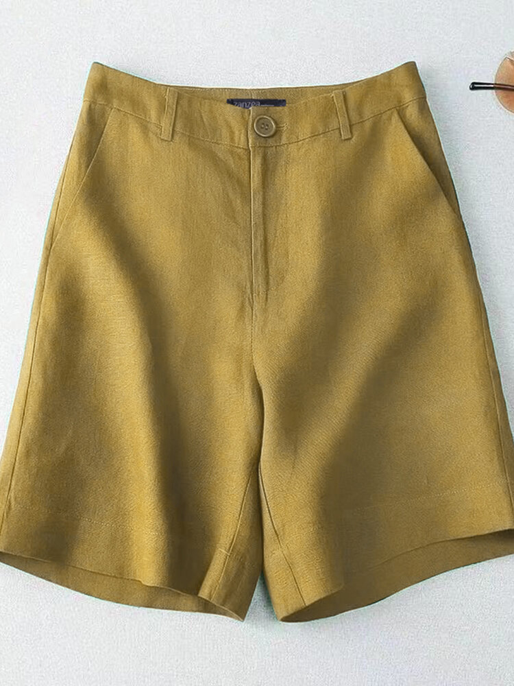 Shorts casuais de bolso sólido para mulheres