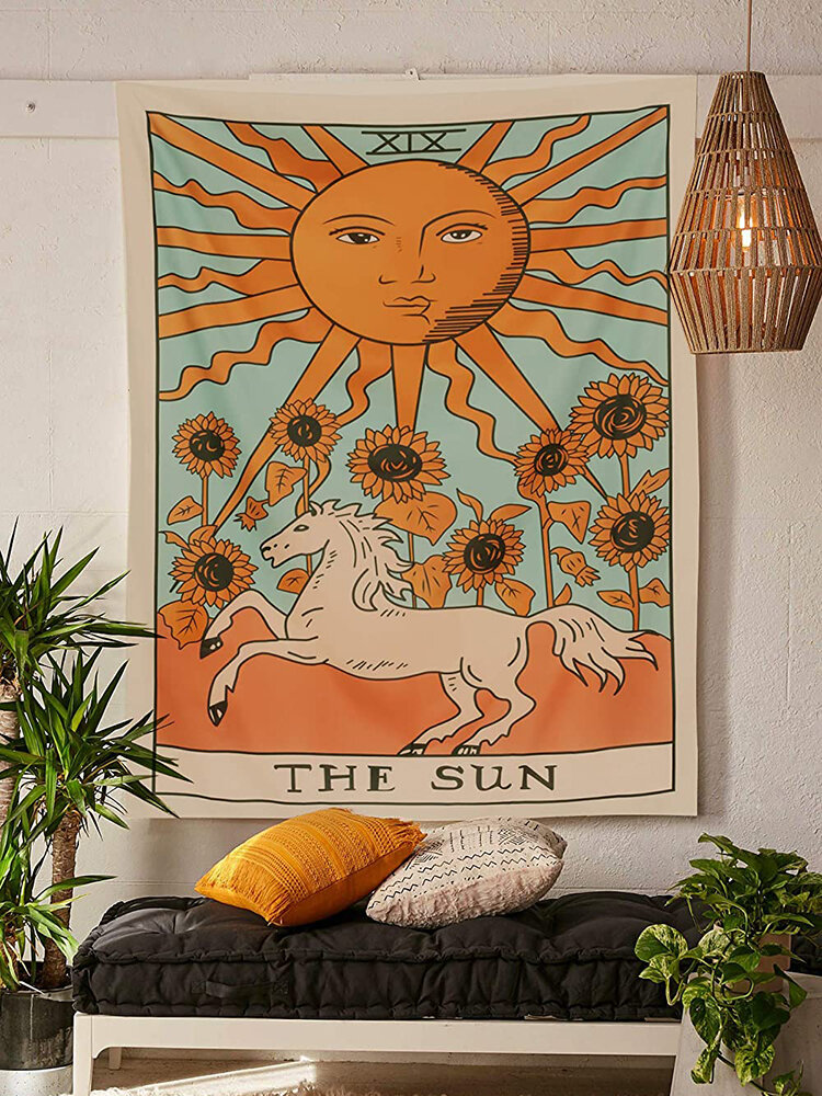 

Mandala Tarot Card Pattern Blanket Tapestry Wall Hanging Tapestries Bedroom Bedspread Throw Cover Sun Moon Wall Decor