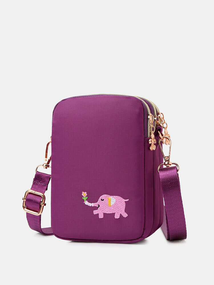 Women Elephant Printed Phone Bag Waterproof Casual Crossbody Bags
