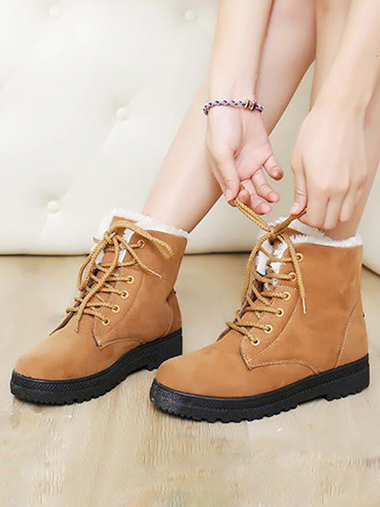 Women Keep Warm Suede Winter Flat Ankle Snow Boots