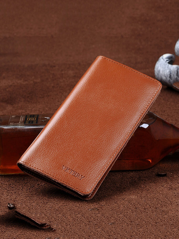 Men Genuine Leather Large Capacity Phone Bag Wallet