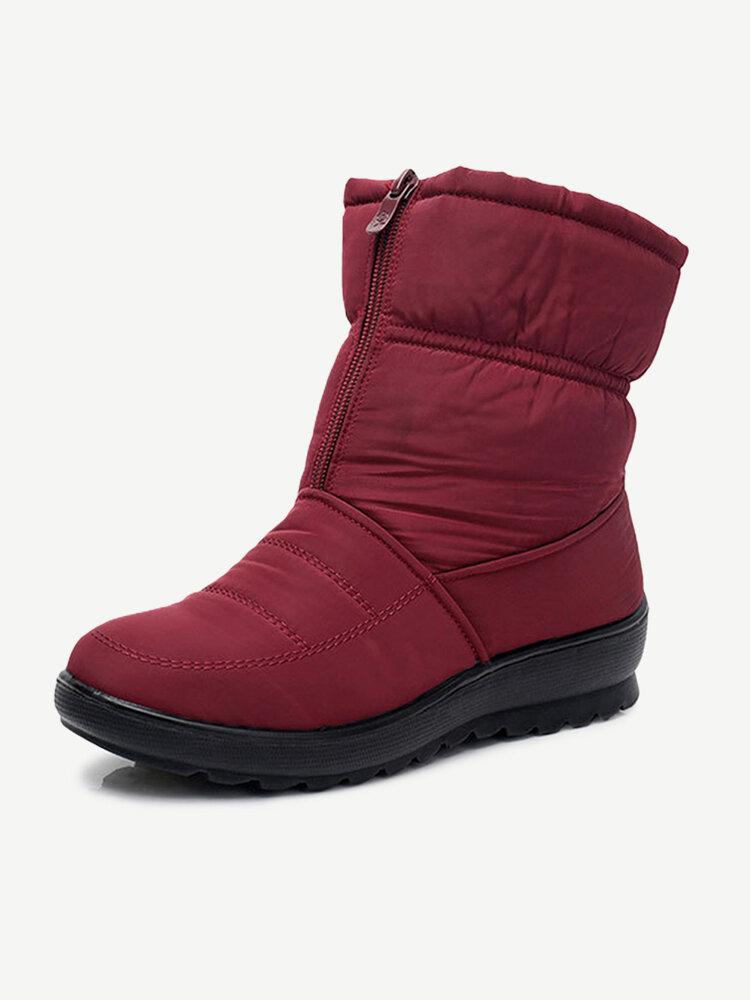 Waterproof Front Zipper Soft Sole Warm Lining Winter Snow Boots