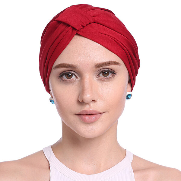 

Women Elastic Beanie Hat UV Protect Hair Accessory Summer Beach Sun Cap, Grey;red;black;navy;beige;pink