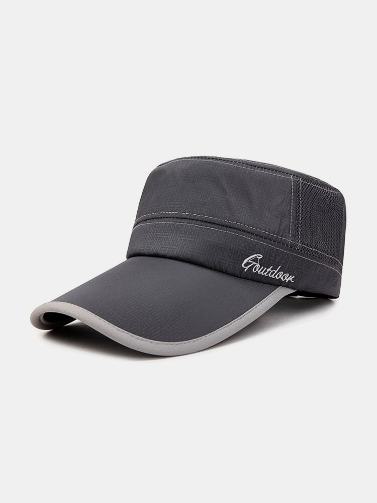 Men's Mesh Flat Cap Spring Fast Drying Breathable Sun Visor Long Brim Flat Top Hat