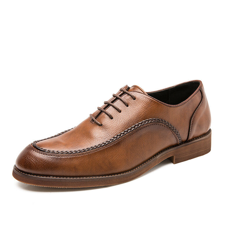 Men Business Microfiber Leather Non Slip Retro Formal Dress Shoes