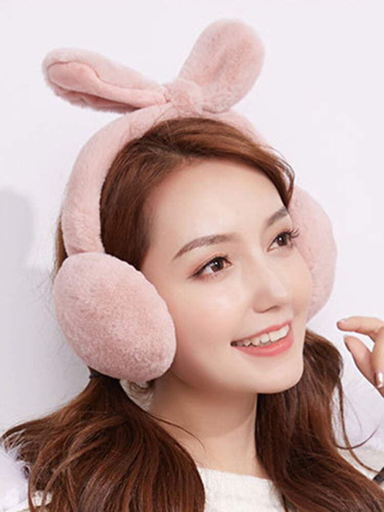 Women Girls Winter Warm Ultra Soft Faux Fur Plush Earmuffs Ear Warmer Foldable Washable Adjustable 