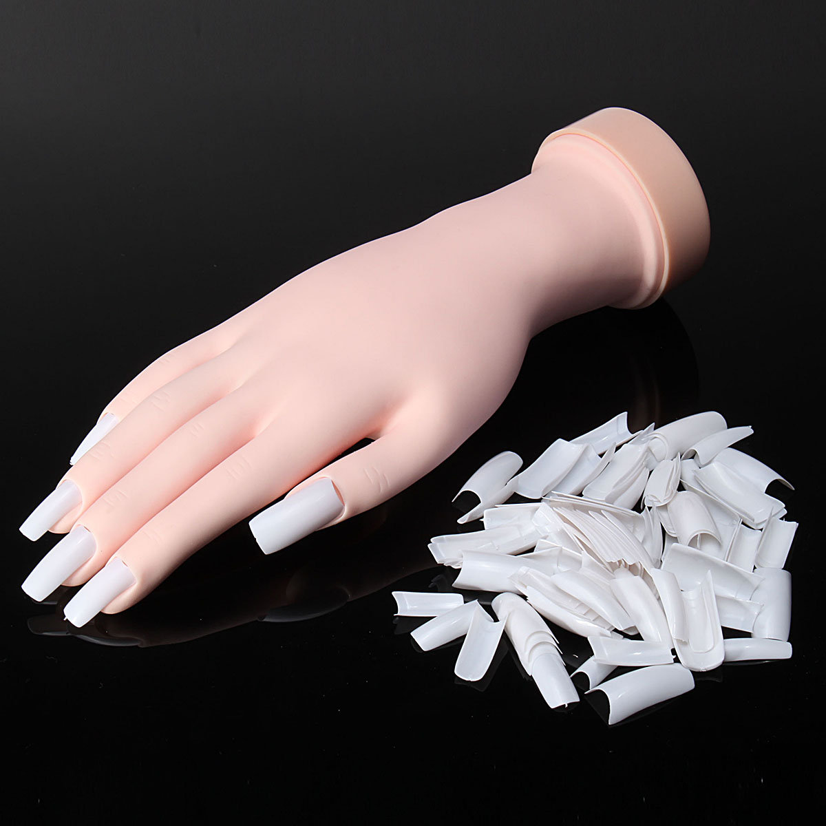 Flexible Acrylic False Training Hand Practice Tips Nail Art Manicure Tools