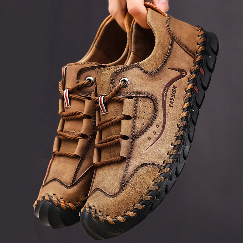 

Men Microfiber Leather Hand Stitching Non Slip Anti-collision Casual Shoes, Khaki;brown;black