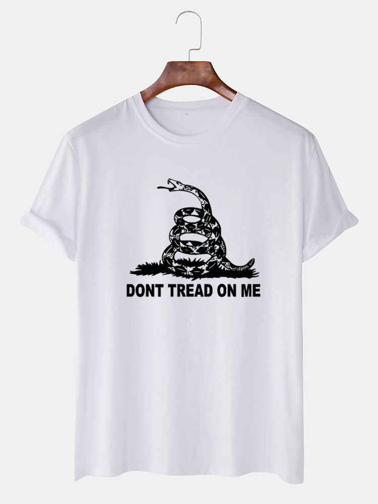 Mens Snake Letter Printed Casual Short Sleeve T-shirt
