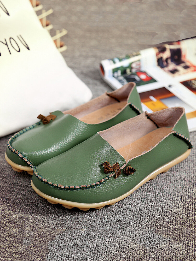 Big Size Comfortable Soft Casual Leather Multi-Way Flat Shoes