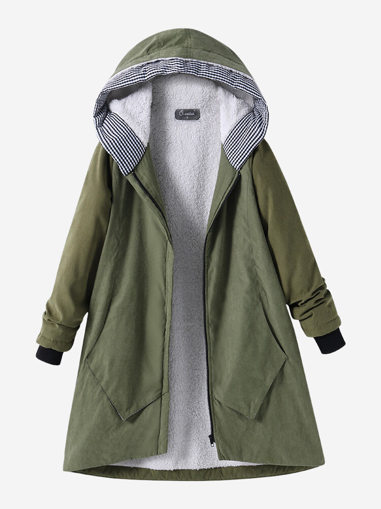 Pure Color Hooded Coats