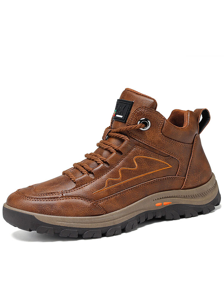 Men Outdoor High Top Climbing Slip Resistant Lace-up Hiking Boots