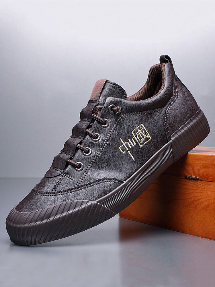 Men Stitching Non-slip Hard Wearing Pattern Lace Up Soft Casual Trainers