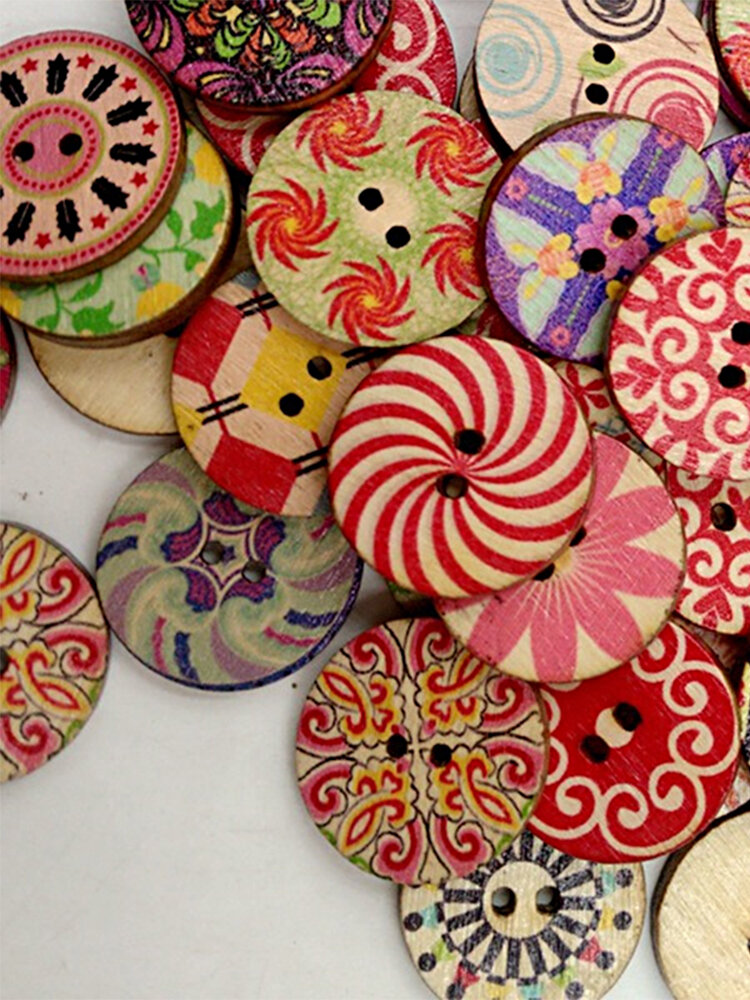30pcs Cat Wood Buttons for Sewing Scrapbooking Clothing Headwear Decor 25x20mm
