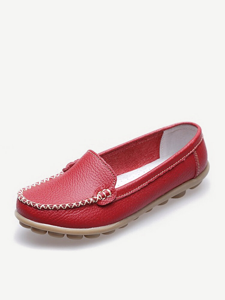 Casual Soft Sole Pure Color Slip On Flat Shoes Loafers