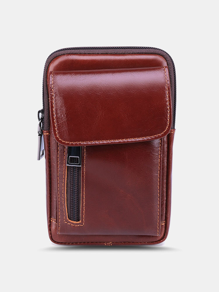 Men Vintage Multi-Purpose Light Weight Genuine Leather Belt Bag