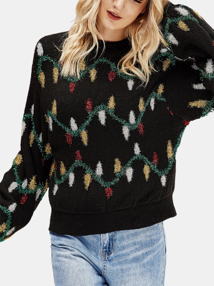 Christmas Knit Pullover O-neck Long Sleeve Sweater