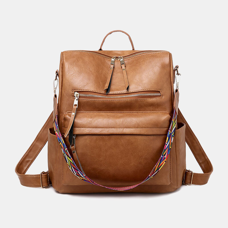 Women Faux Leather Solid Shoulder Bag Backpack