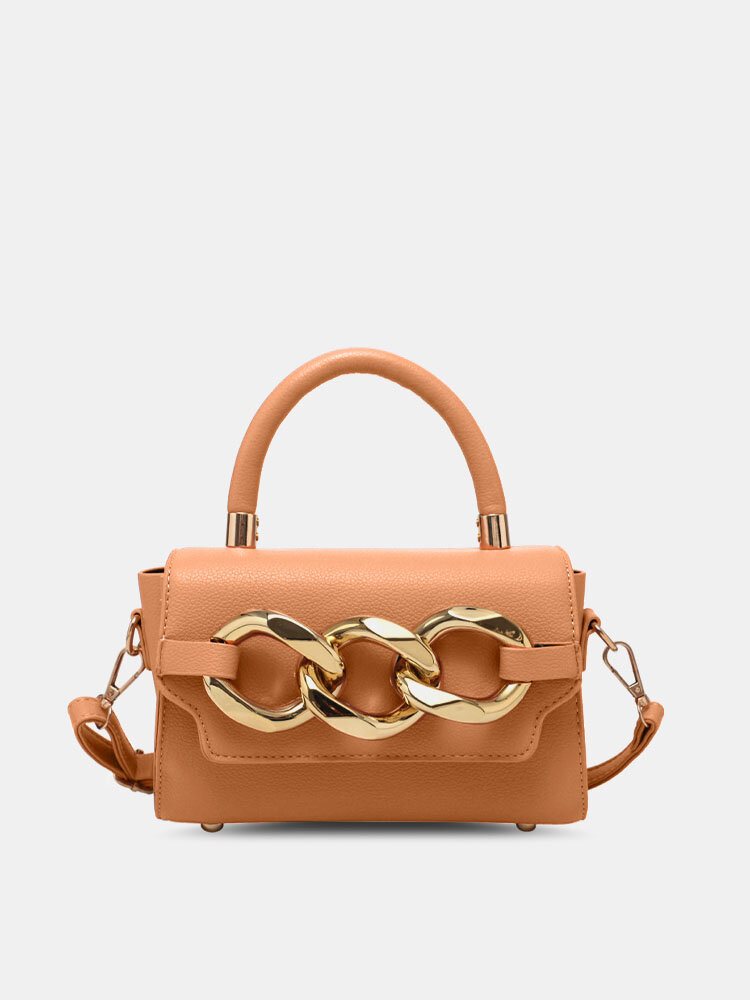 Women Faux Leather Fashion Solid Color Chain Rivet Handbag Crossbody Bag