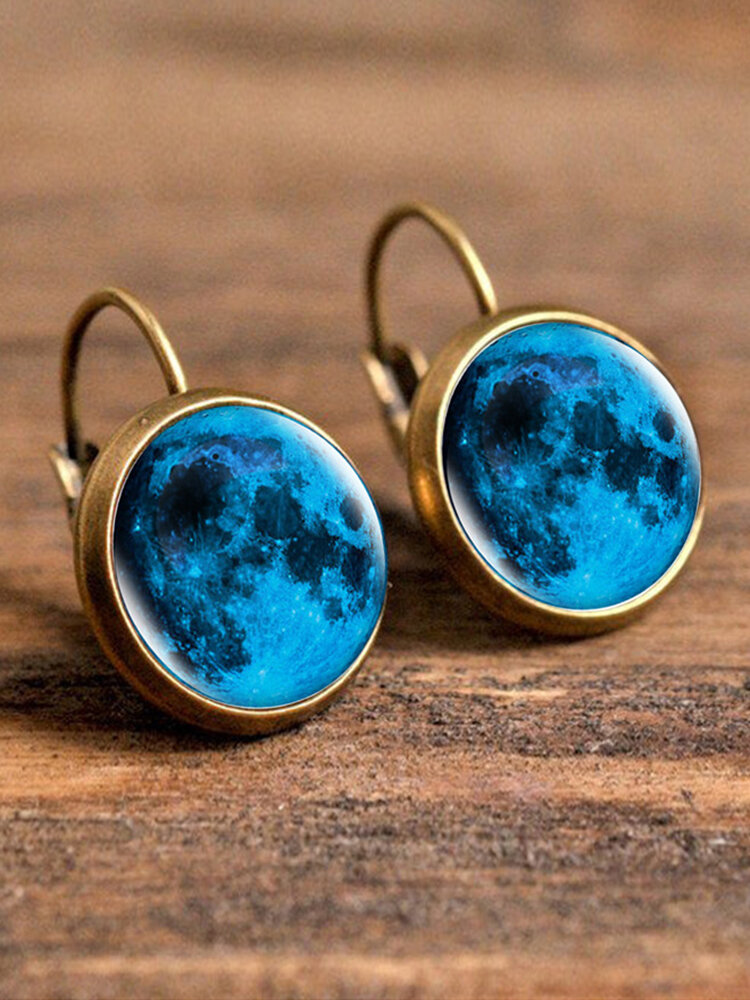 

Vintage Glass Gem Women Earrings Interstellar Starry Sky Pendant Earrings