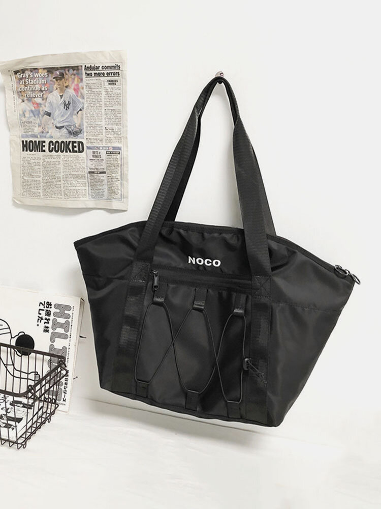 Men Nylon Casual Large Capacity Webbing Solid Color Shoulder Bag Handbag