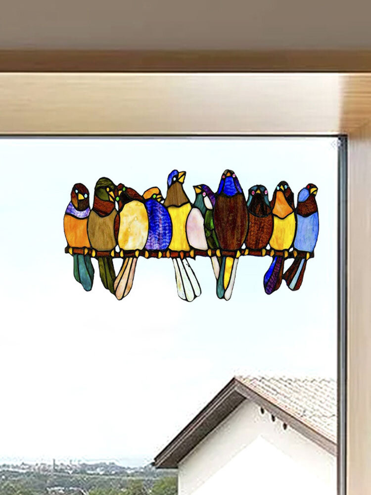 

Colorful Multiple Birds Glass Window Wall Stickers Cartoon Shape Cute Gift Wallpaper Home Decor
