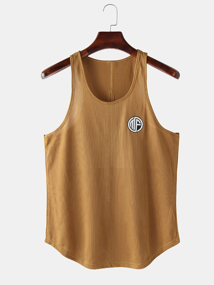 Mens Simple Solid Color Casual Breathable Sleeveless Tank Top