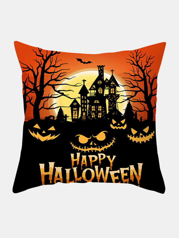 1 PC Halloween Pillowcase Cushion Cover Throw Pillow Cover Without Filler Peach Skin Velvet Pumpkin Clown Bat Cartoon Pa