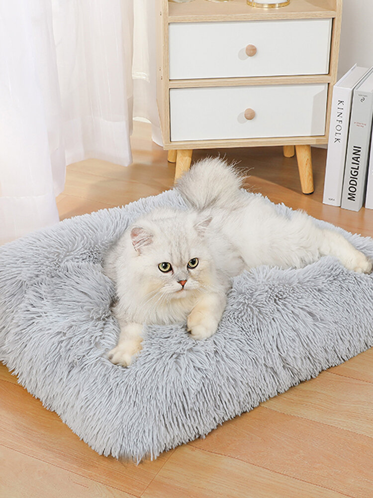 1 PC Long Plush Pet Sleeping Mat Cat Dog Warm Square Bed Mat