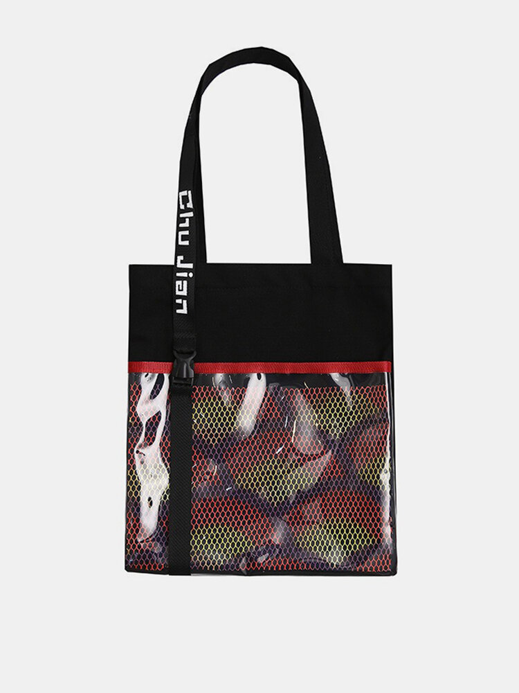 Canvas Transparent Shopping Bag Shoulder Bag Handbag For Women