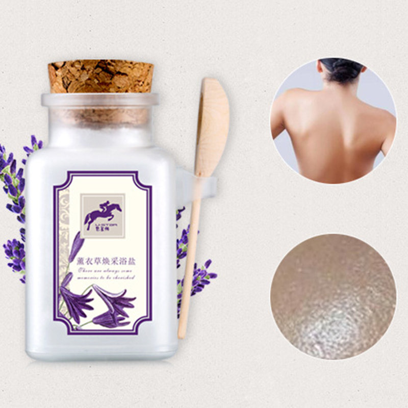 Nature Lavender Bath Salt Oil Control Exfoliate Deep Cleansing Acne Body Care Bath Salt With Spoon