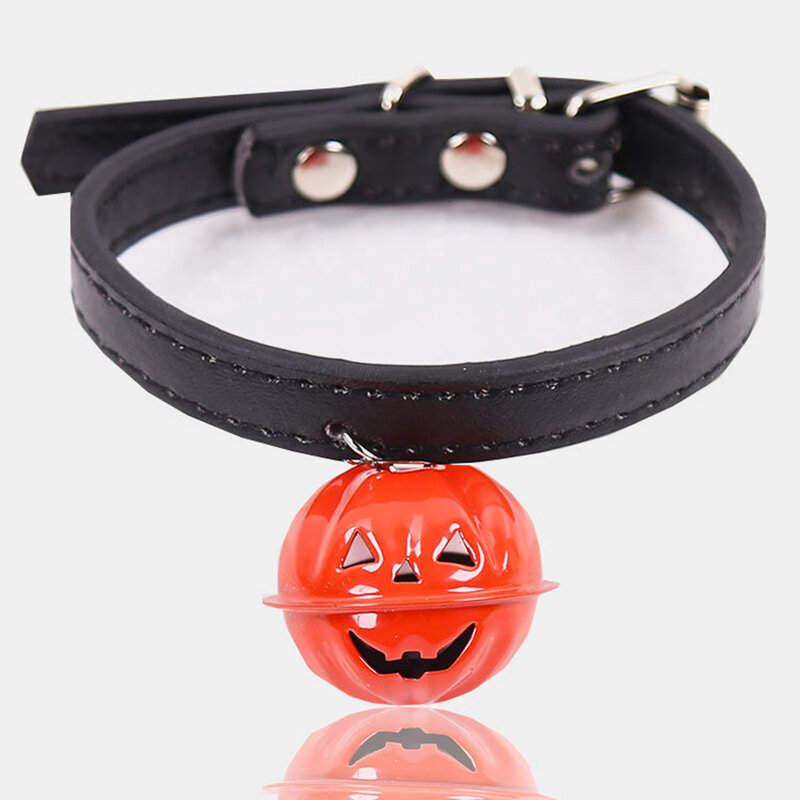 

Halloween Ghost Festival Pumpkin Bells Dog Collars Can Hang Traction Cats Universal Pet Collars, Black