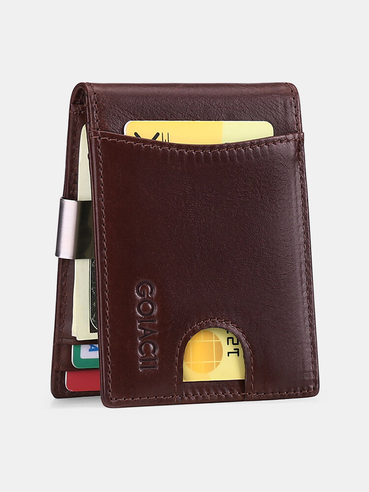 Men Genuine Leather Vintage RFID Slim Bi-fold Wallet Casual Easy to Carry Light Weight Credit Card Holder