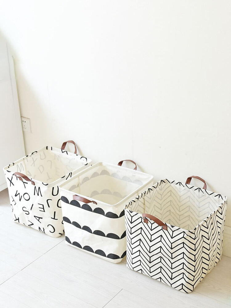 

Simple Style Waterproof Linen Portable Storage Baskets Home Clothes Toy Bathroom Organizer