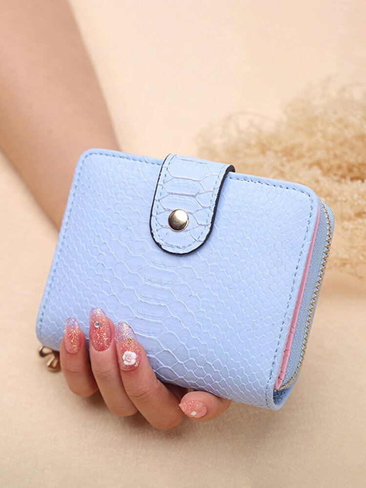 Women Bifold 7 Card Slot Short Wallet Solid Casual Coin Purse