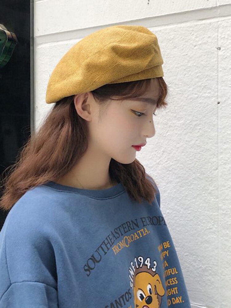 Women Cotton Solid Color All-match Painter Hat Beret