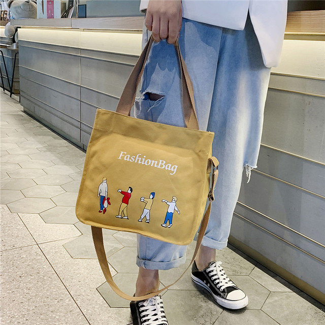 Small Fresh Art Casual Shoulder Bag Cute Wild Canvas Bag Female Slung Ins Large Capacity Student Portable