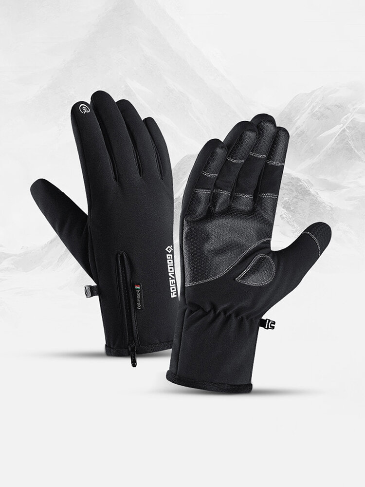 Outdoor Waterproof Gloves Zipper Touch Screen Riding Warm Sports Hiking Skiing Thickening