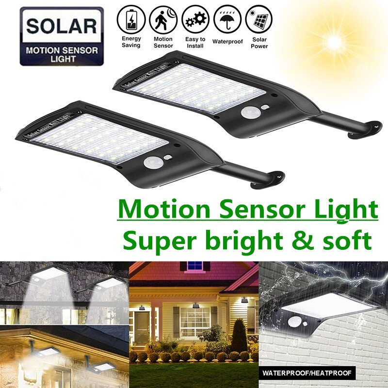 

36 LED Solar Wall Light Outdoor Waterproof Security Solar Powered Motion Sensor Lamp with Mounting Pole for Patio Deck Y