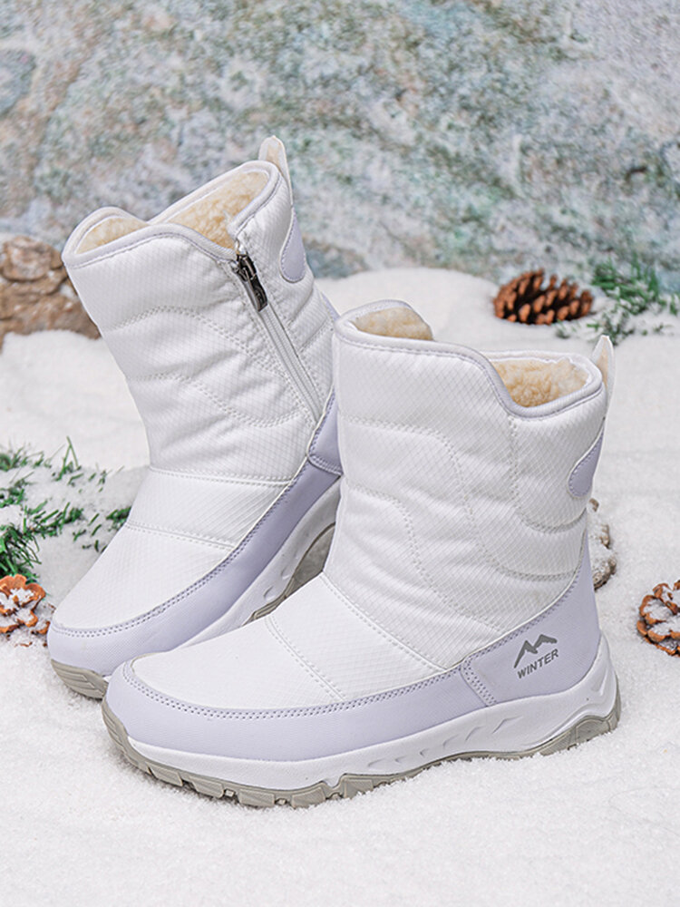 Plus Size Women Casual Side-zip Comfy Waterproof Winter Snow Boots