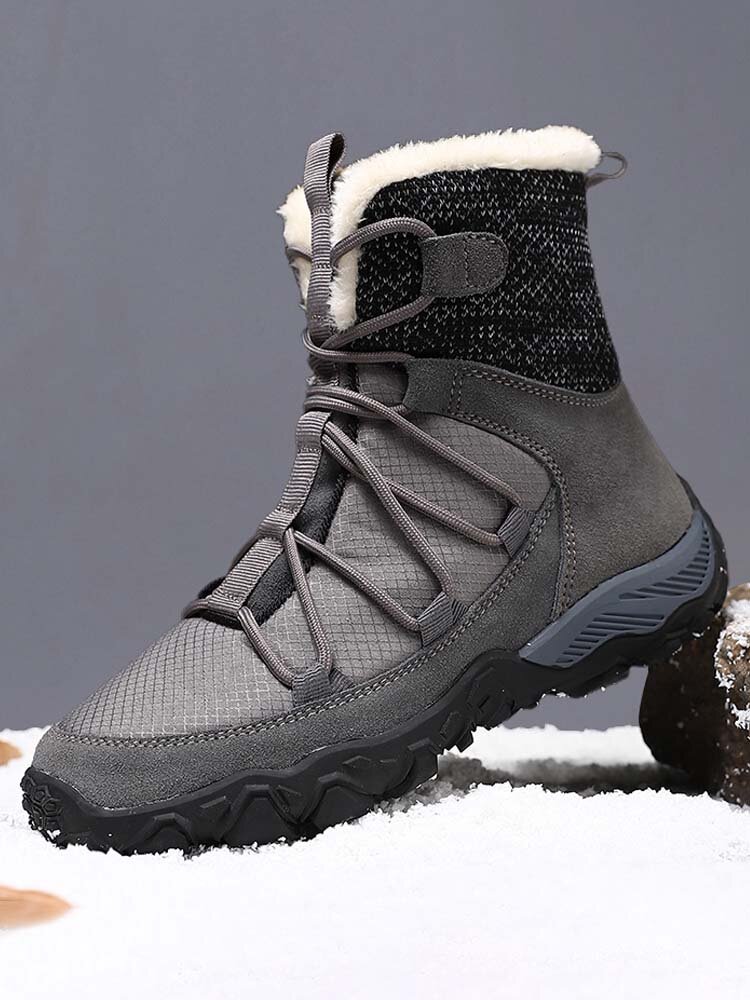 Men Brief Warm Lining Hard Wearing Lace Up Outdoor Short Calf Boots