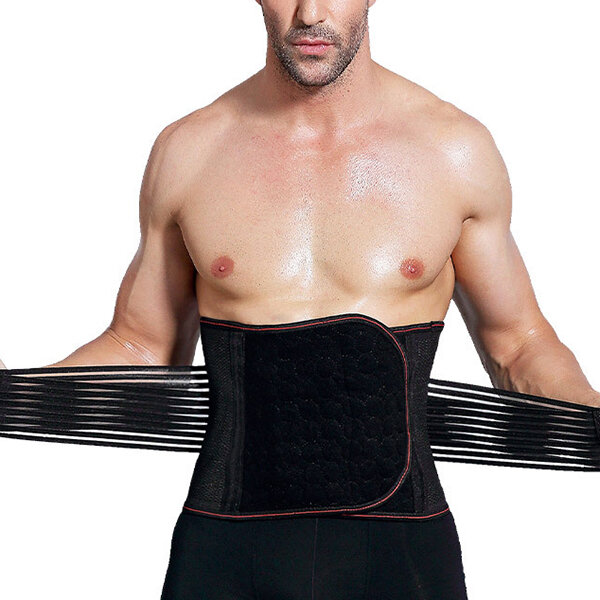 

Men's Elastic Spandex Adjustable Waist Reduce Belly Body Sculpting Breathable Sport Waistband, Black;skin color