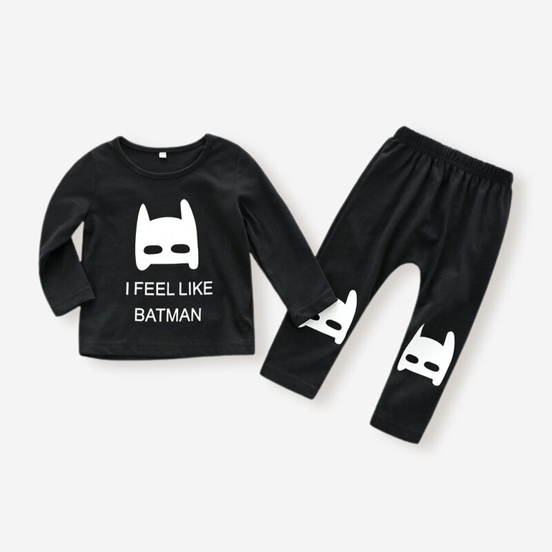 

Baby Cartoon Print Long Sleeves Casual Clothing Set For 6-24M, Black