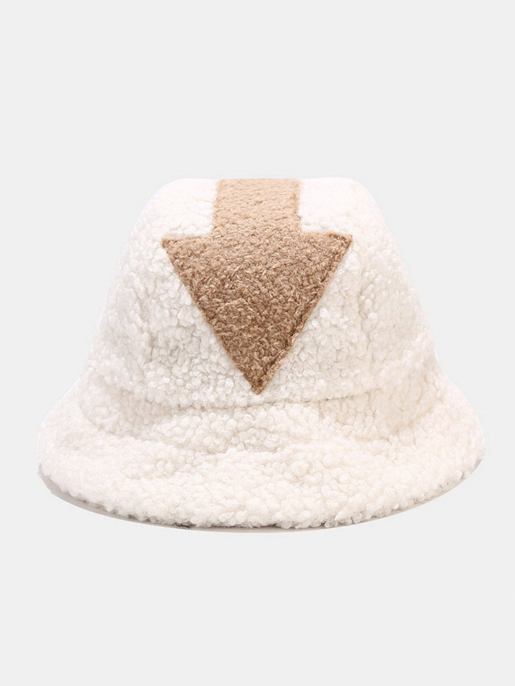 

Women & Men Fur Winter Thermal Hat Keep Warm Soft Arrow Pattern Casual All-match Couple Hat Bucket Hat, Beige