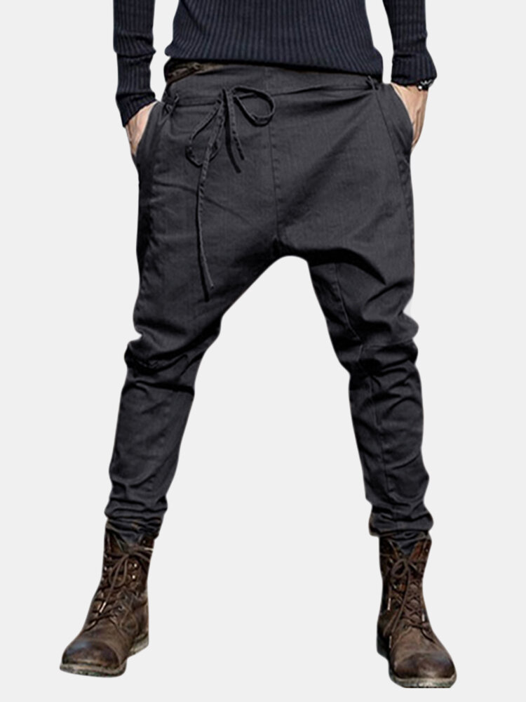 

Mens Fashion Harem Pants Baggy Slacks Trousers Sportwear Casual Jogger Pants, Black;dark gray
