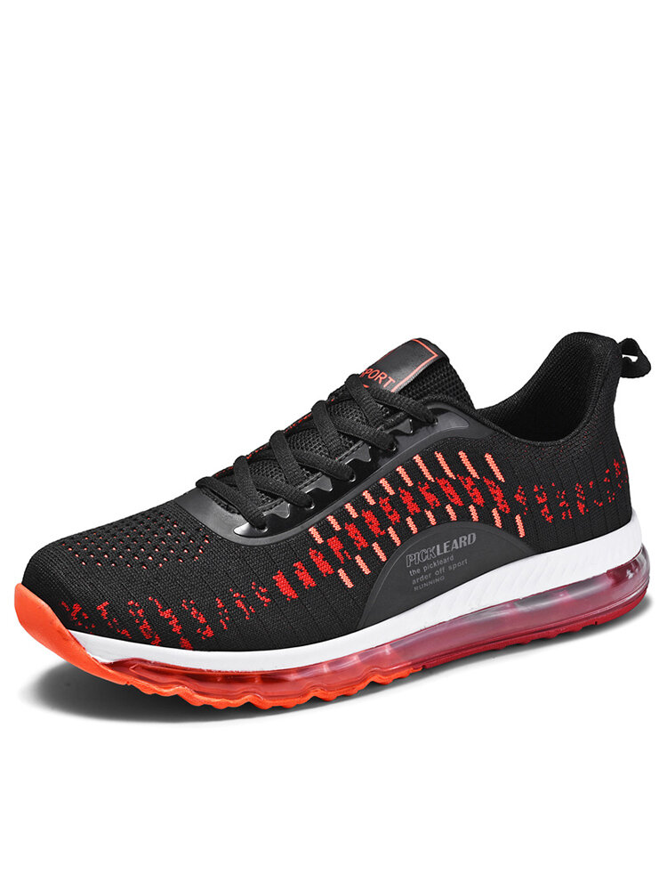 

Men Mesh Fabric Braethable Cushioned Comfy Sport Running Shoes, Black;gray;black red