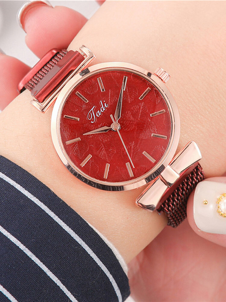 Moda elegante Mujer Relojes Aleación Malla Banda Sin número Dial Aleación de oro rosa Caso Reloj de cuarzo