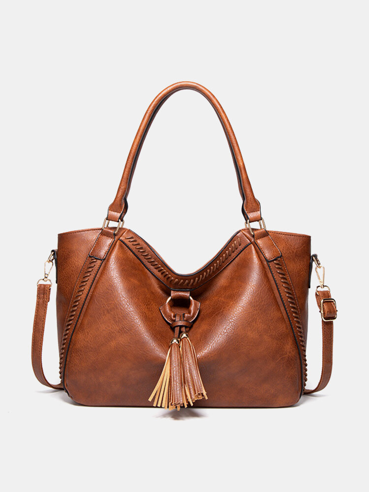 JOSEKO Women's Faux Leather Vintage Casual Simple Soft Handbag ShoulderCrossbody Bag